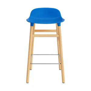 Taburete Form Azul Brillante Patas Madera 65cm