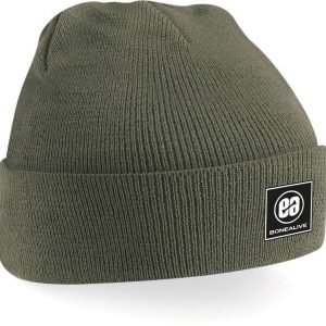 Beanie con parche pvc caqui
