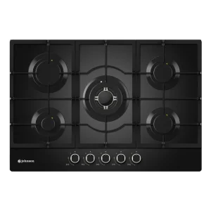 Placa de gas Johnson 75 cm 5 zonas cristal negro JAMA575BN